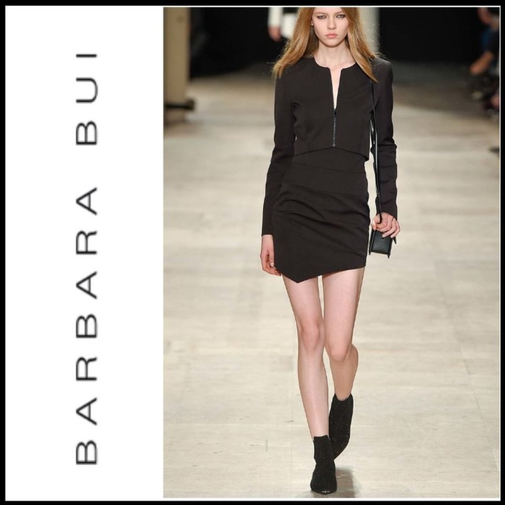 NWT BARBARA BUI Asymmetrical Side Zip Black Mini Skirt, 38/Small (Size 6) - Picture 2 of 2